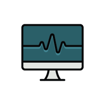 Icon of a desktop computer screen monitor with a P-wave to indicate a heartbeat, Electrocardiogram (ECG)