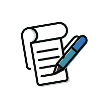 Icon of a pad of paper with a pen, Dosing Diary Check